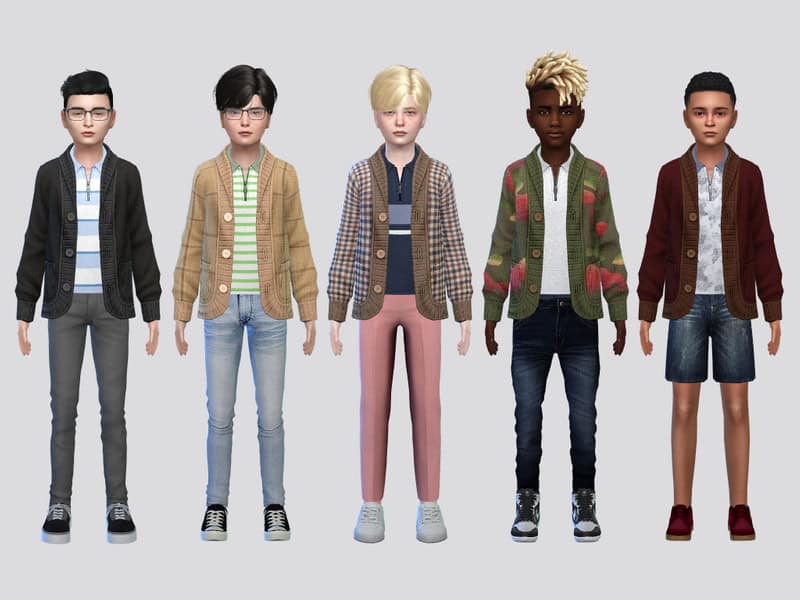 Sims 4 Veron Cardigan Shirt Boys by McLayneSims