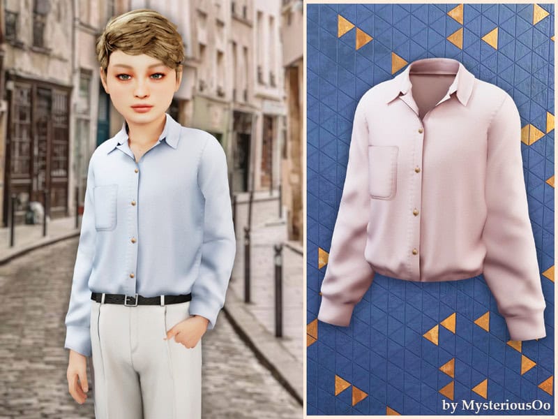 Sims 4 Child - Classic relaxed button shirt by MysteriousOo