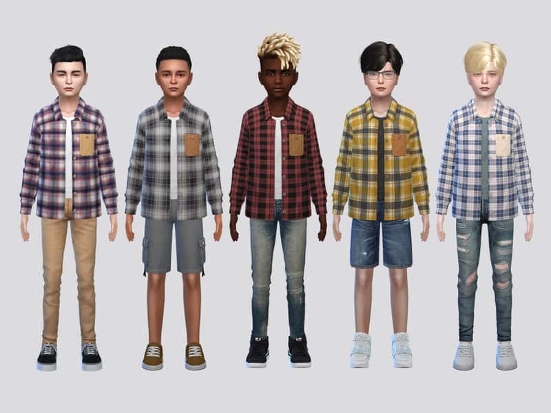 Sims 4 Loose Flannel Shirt Boys by McLayneSims