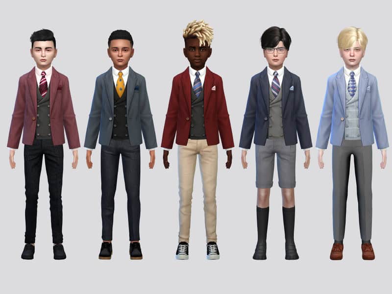 Sims 4 Perrin Waistcoat Jacket Boys by McLayneSims