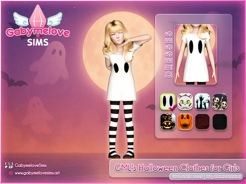 Sims 4 GMLs Halloween Clothes for Girls Collection, Dress by GabymeloveSims