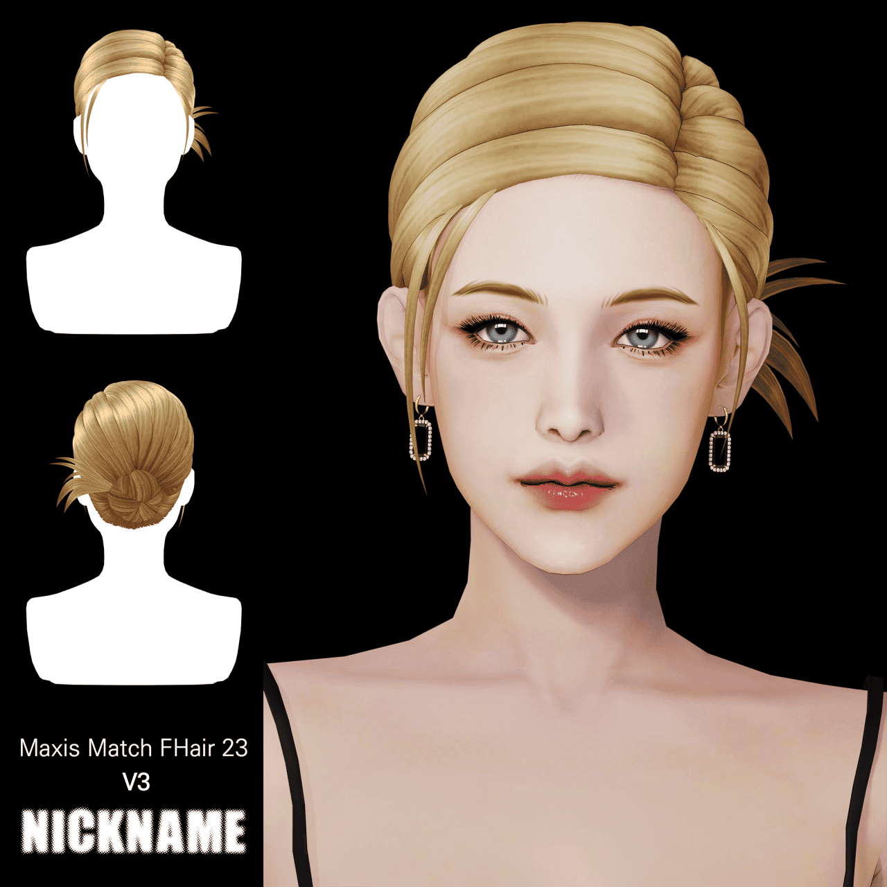 Preview image 1 for Maxis Match] FHair 22 V1 V2 V3 by NICKNAME_SIMS4.