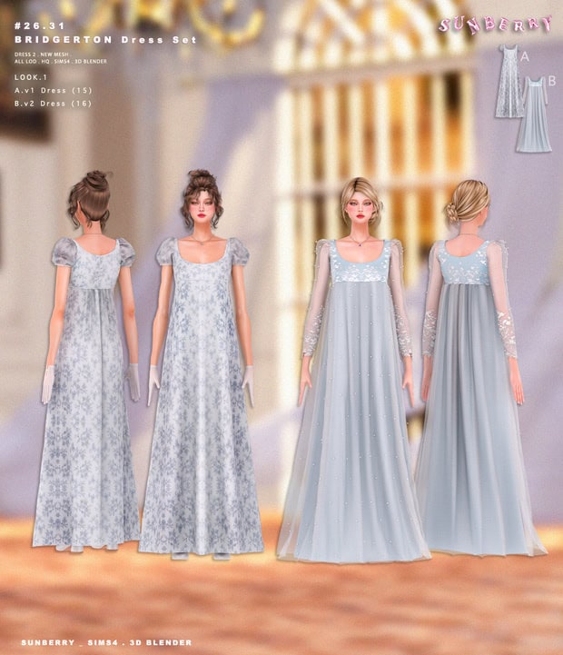 Preview image 1 for Blender Ver]#26.31_ BRIDGERTON Dress Set by SUNBERRY.