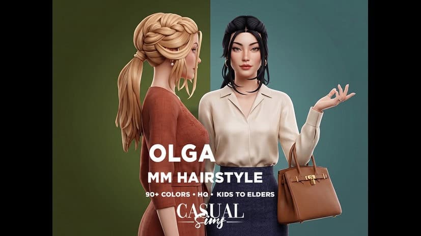 Preview image 1 for Olga Hairstyle MAXIS MATCH (With and Without Bangs) by ZENX.