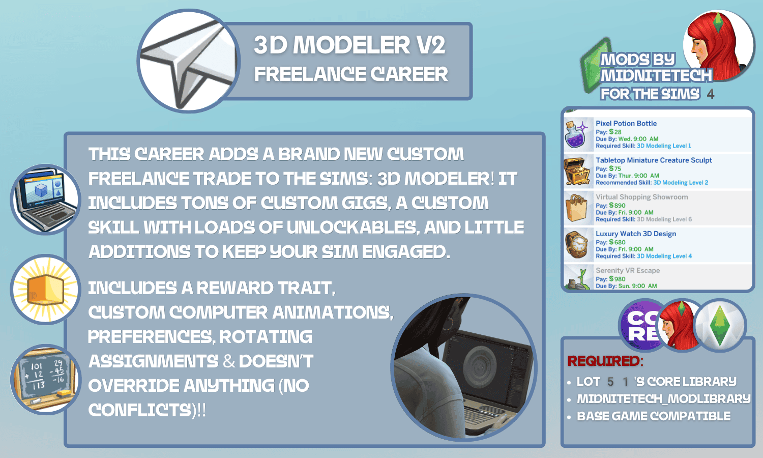 Preview image 1 for 3D Modeler Career (Freelance) V2 by MIDNITETECH.