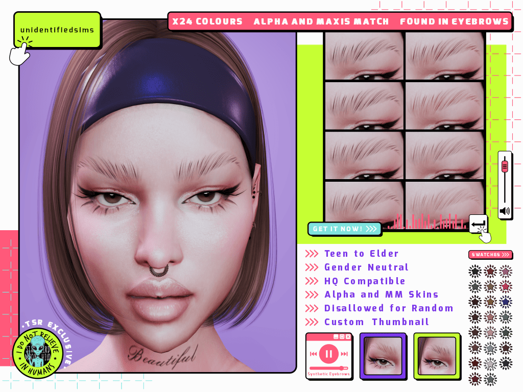 Preview image 1 for Synthetic Eyebrows - TSR Exclusive by UNIDENTIFIEDSIMS.