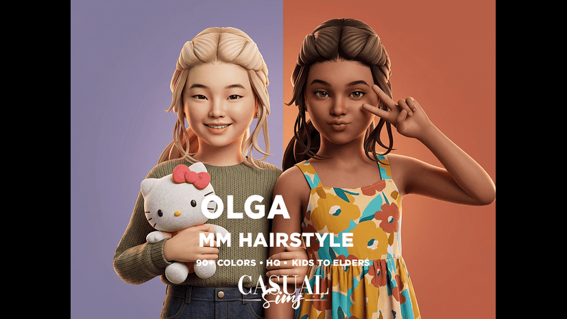Preview image 1 for Olga Hairstyle MAXIS MATCH KIDS (With and Without Bangs) by ZENX.
