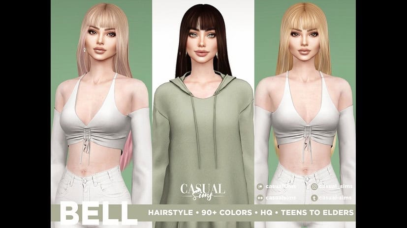 Preview image 1 for Bell Hairstyle (With Bangs) by SONYASIMS.
