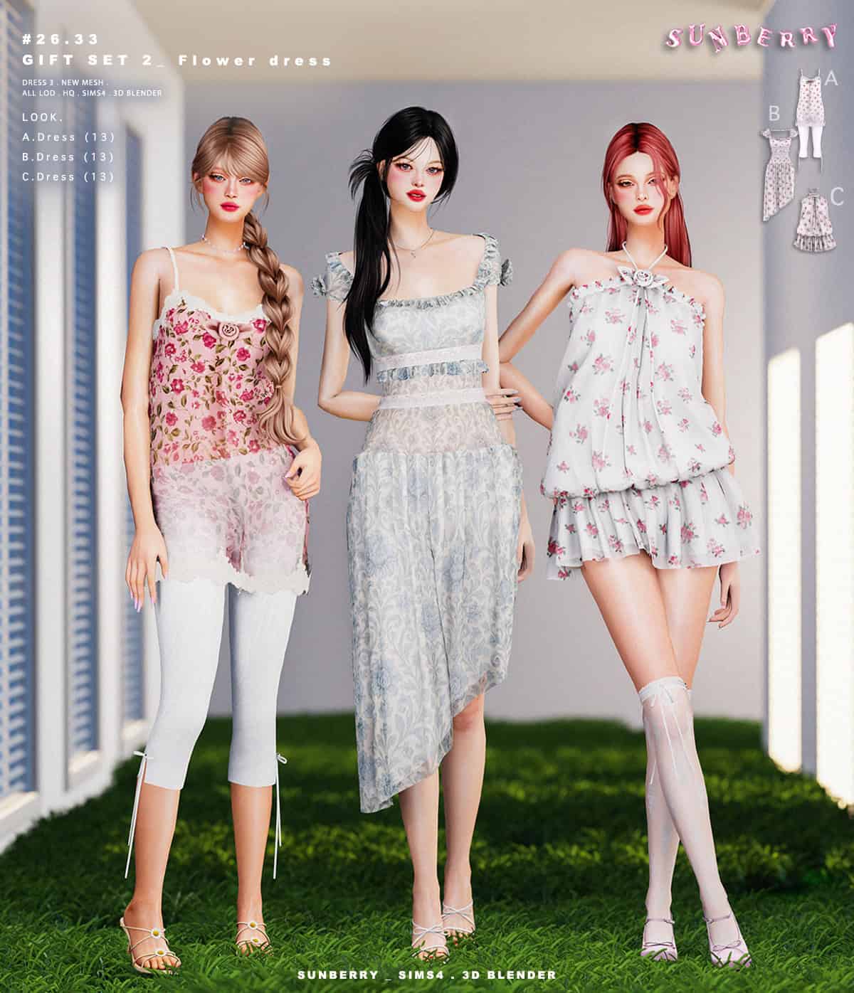 Preview image 1 for SUNBERRY]]#26.33_ GIFT SET 2_ Flower dress by SUNBERRY.