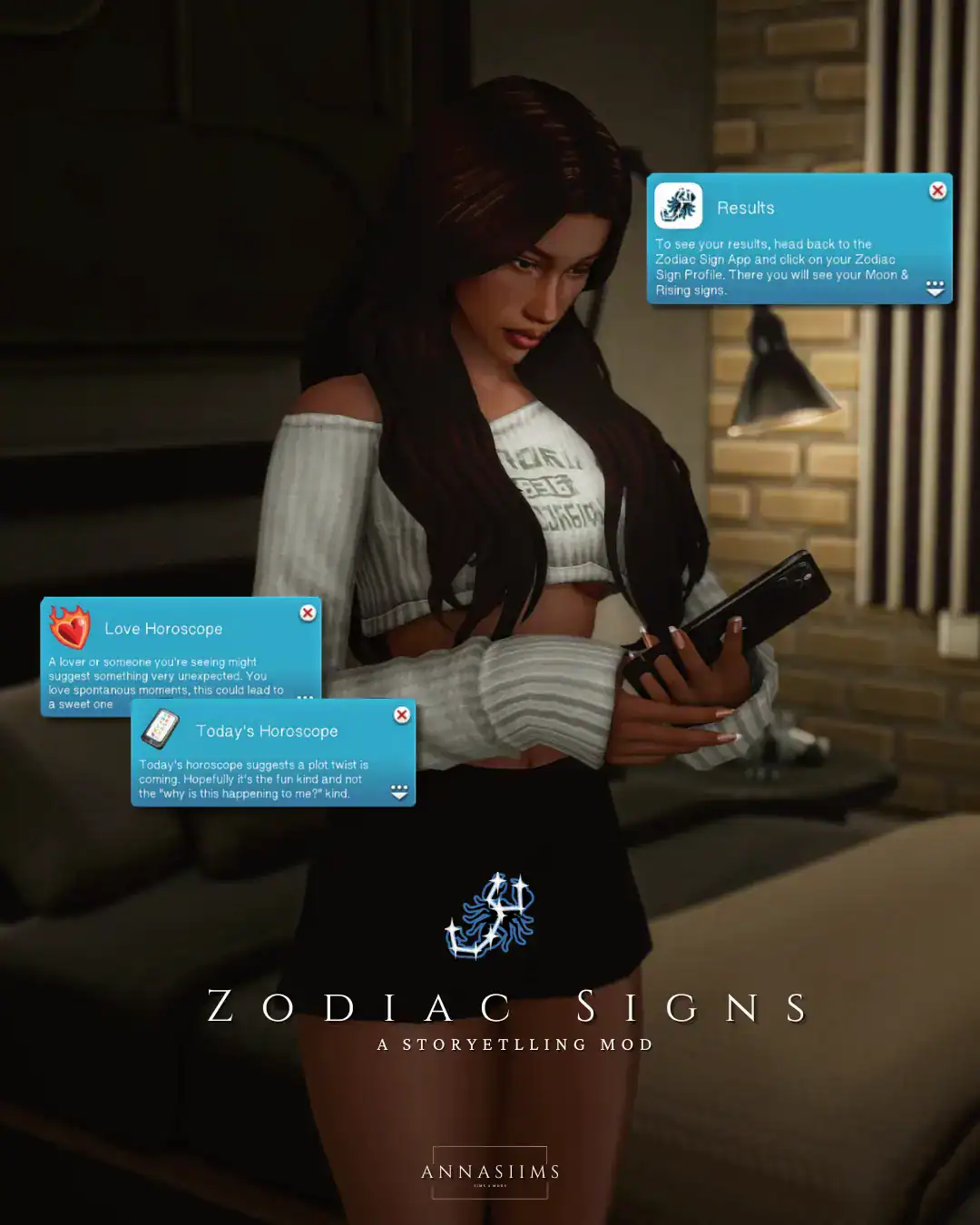 Preview image 1 for Zodiac Signs Mod by annasiims / Traduccion al espanol by DOKIMTZ.