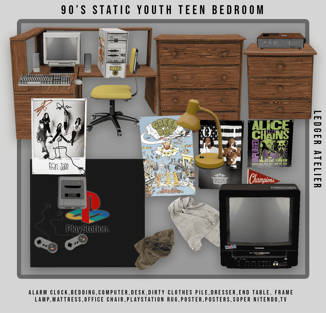 Preview image 1 for 90's Static Youth Teen Bedroom/Workroom-Yard Tiers by LEDGERATELIER.