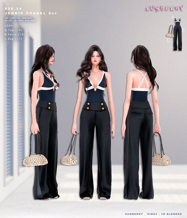 Preview image 1 for Blender Ver]#26.34_ JENNIE CHANEL Set by SUNBERRY.