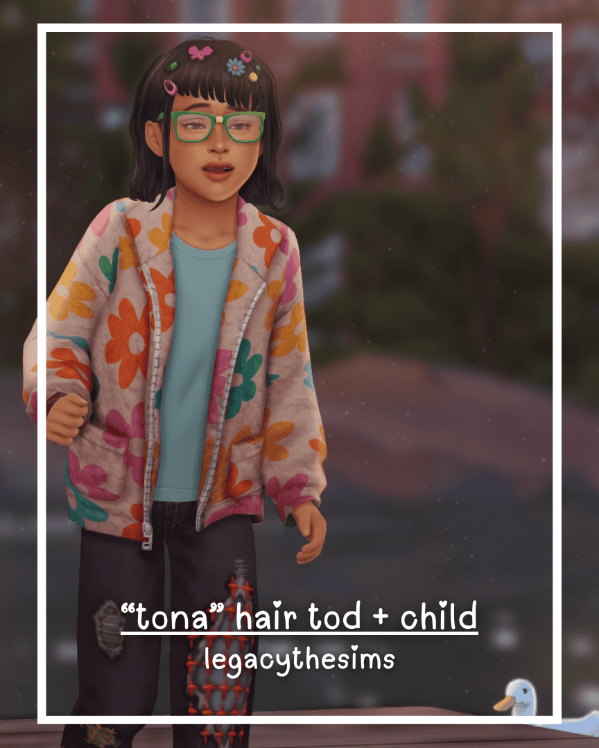 Preview image 1 for daylifesims "TONA" hair conversion for TODS and CHILDREN + hair clips extra colors by LEGACYTHESIMS.