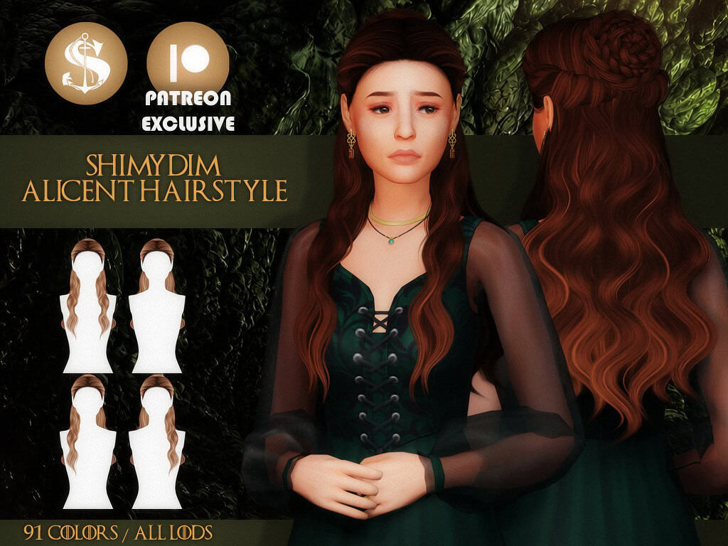 Preview image 1 for TS4] - ALICENT HAIR + RHAENYRA HAIRSTYLE by SHIMYDIM.