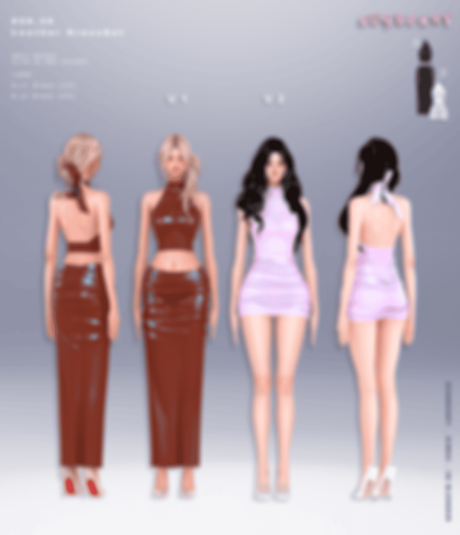 Preview image 1 for Blender Ver]#26.36_ Leather Dress Set by SUNBERRY.