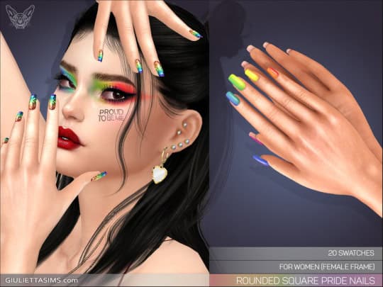 Preview image 1 for Pride 2022 Rounded Square Pride Nails For Male Frame by FEYONA.