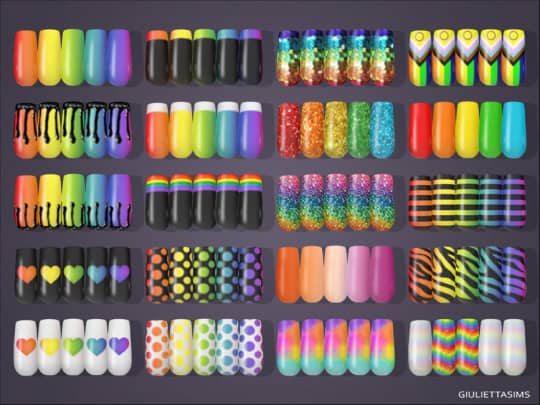 Preview image 2 for Pride 2022 Rounded Square Pride Nails For Male Frame by FEYONA.