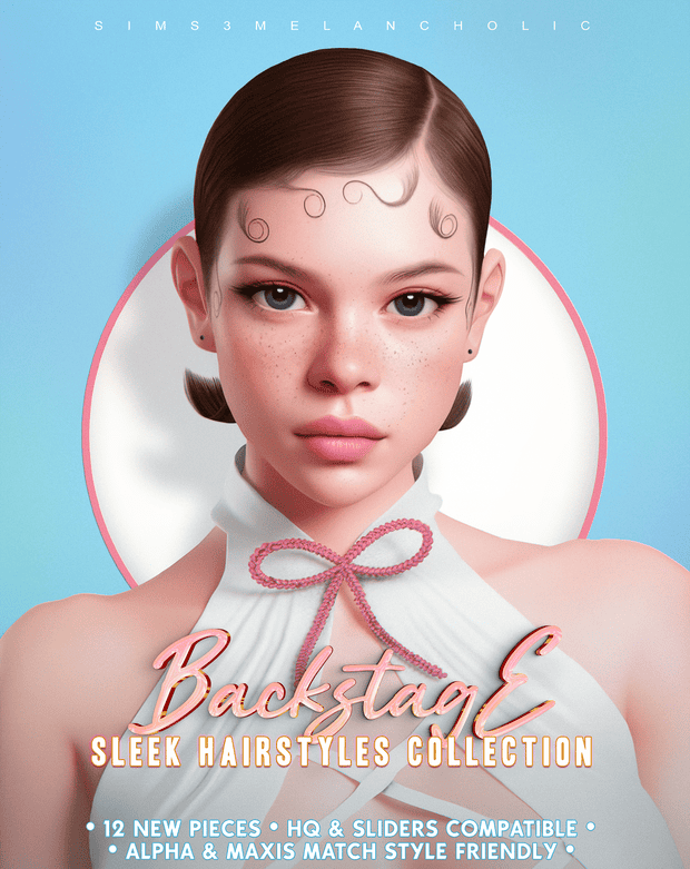 Preview image 1 for BACKSTAGE sleek hairstyles collection by SIMS3MELANCHOLIC.