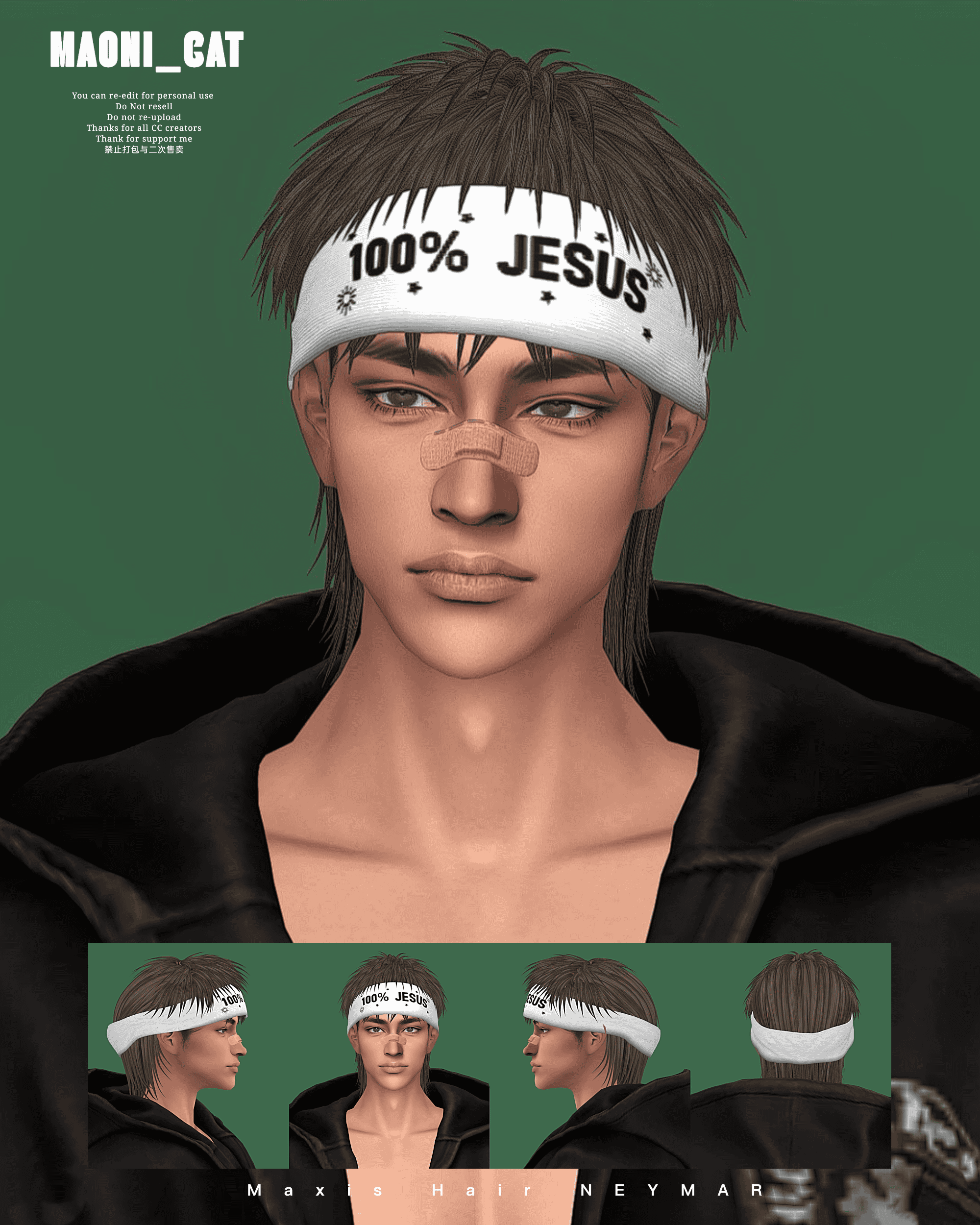 Preview image 1 for 26-07 Maxis HAIR NEYMAR (special gift) by MAONICAT.