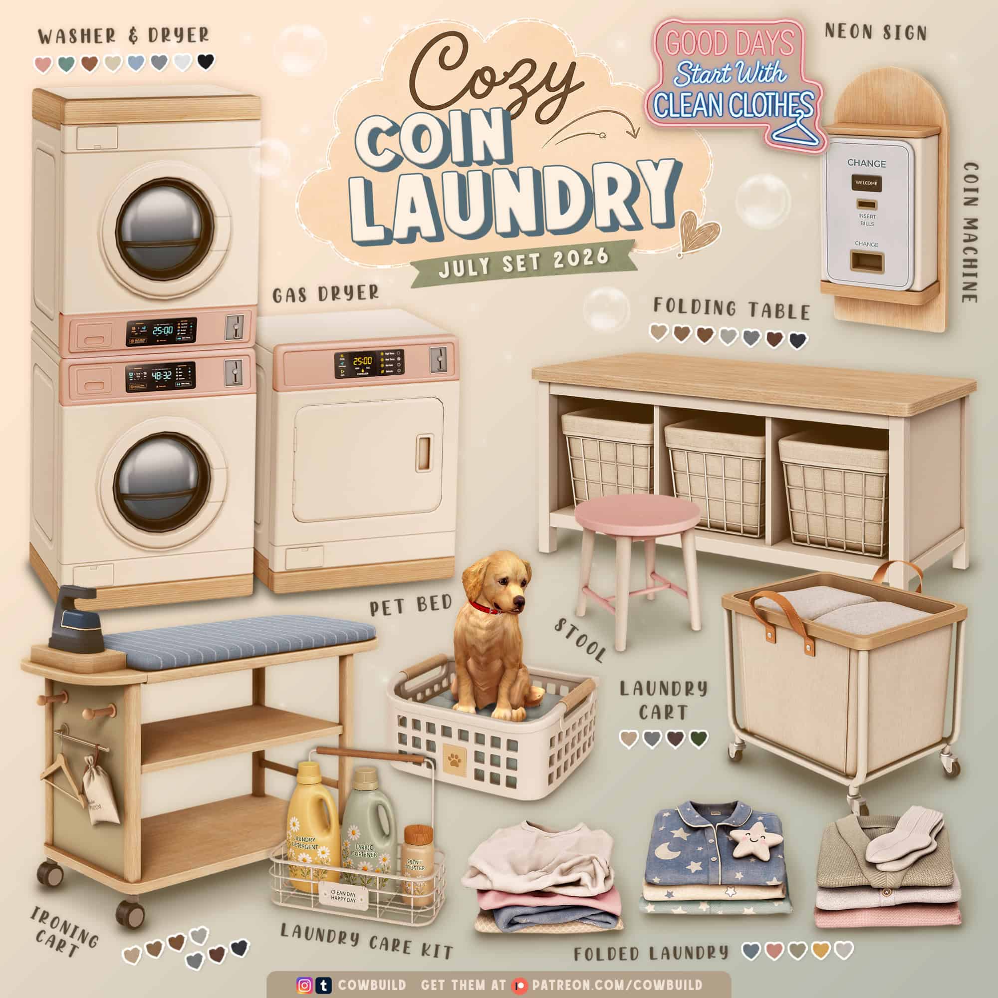 Preview image 1 for July 2026 Set - Cozy Coin Laundry by COWBUILD.