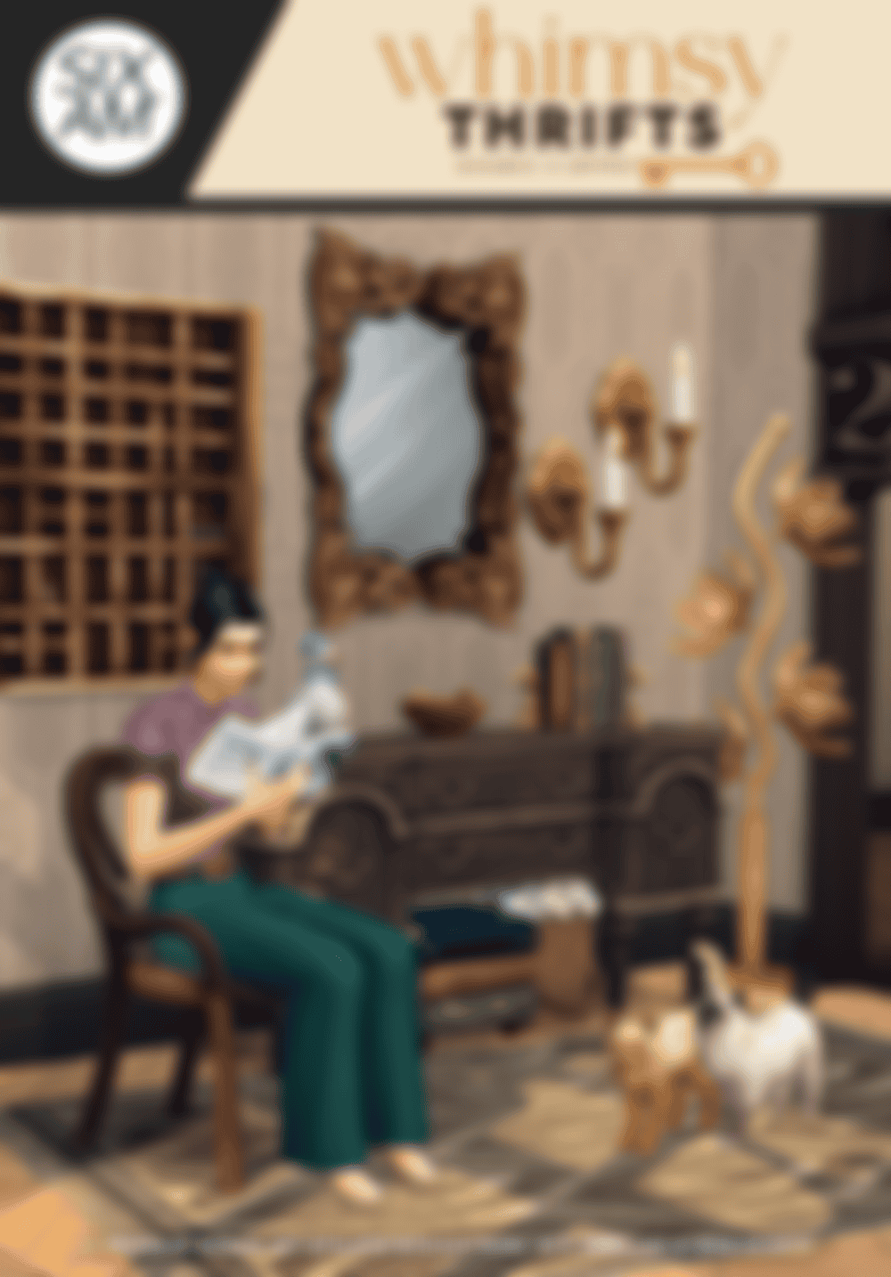 Preview image 1 for Whimsy Thrifts by SixamCC & Gryphi (Sims 4 CC Pack) by SIXAM CC.