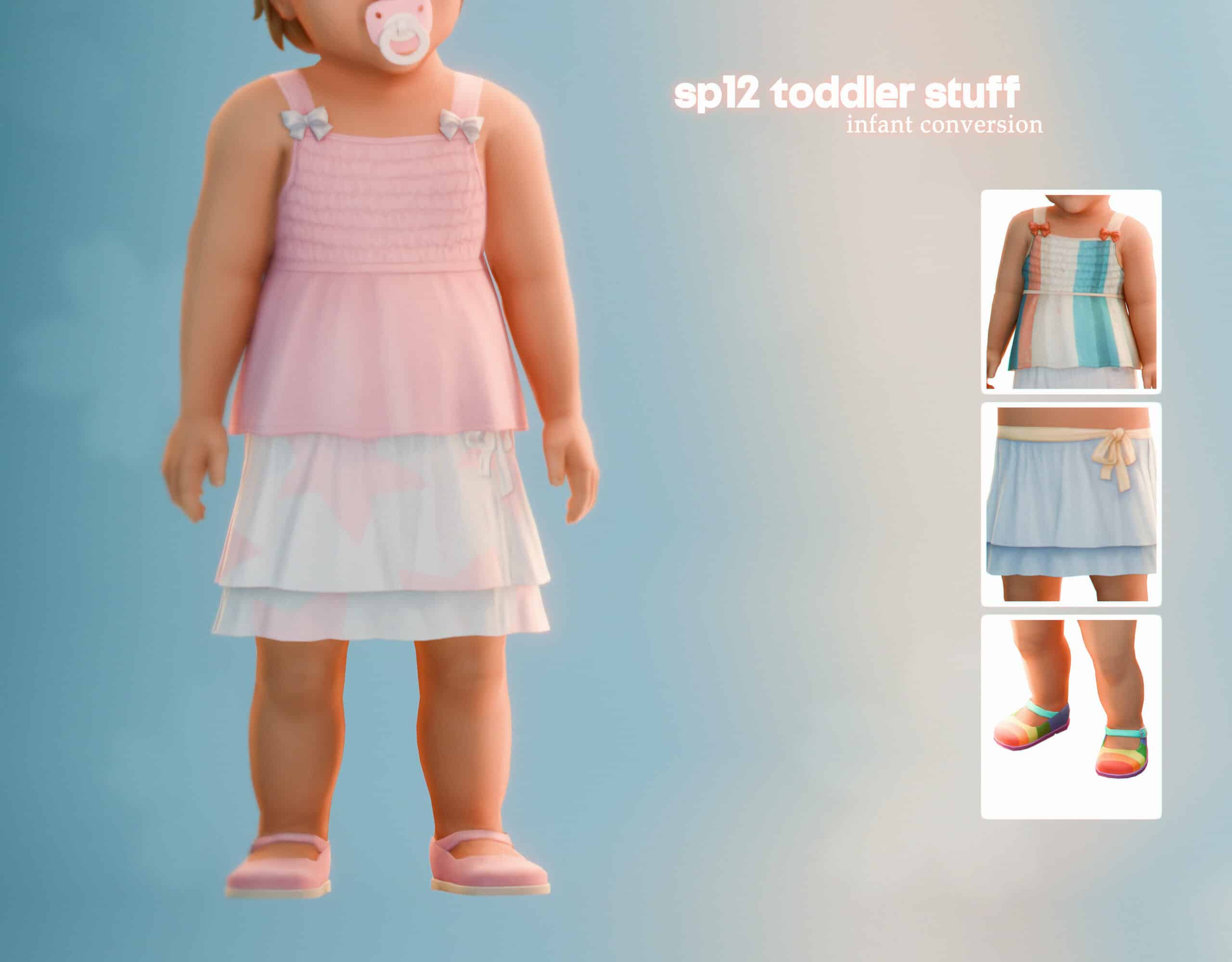 Preview image 1 for SP12 Tank Bow, Skirt & Buckle Sandals (Infants) by ADRIENPASTEL.