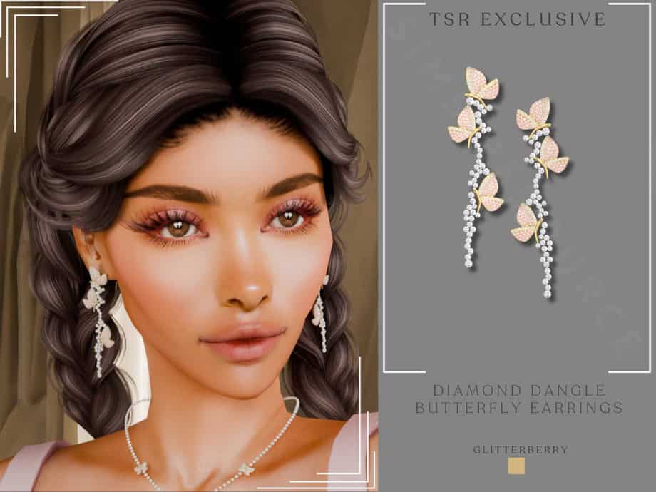 Preview image 1 for TSR: Diamond Dangle Butterfly Set by GLITTERBERRYFLY.