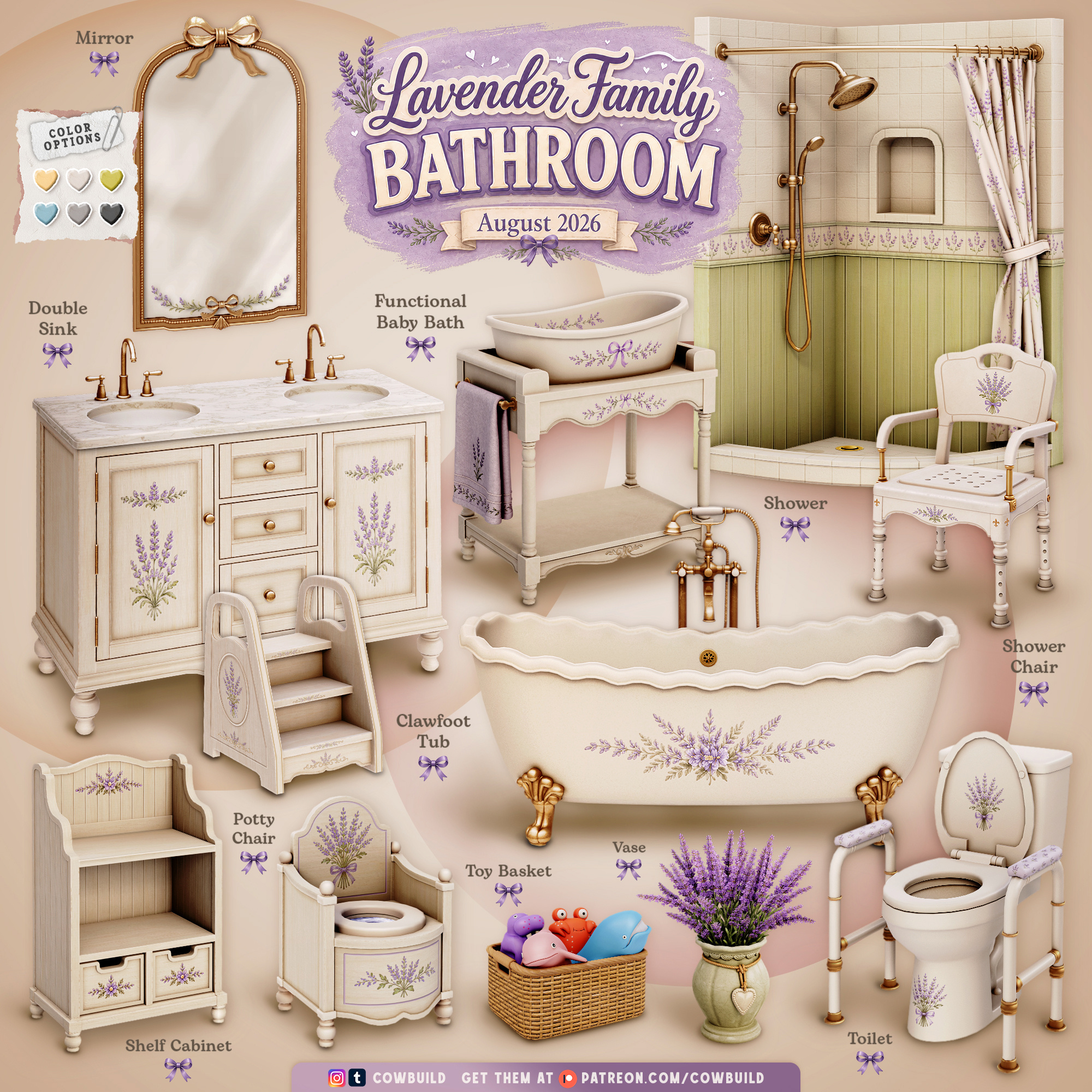 Preview image 1 for August 2026 Set - Lavender Family Bathroom by COWBUILD.