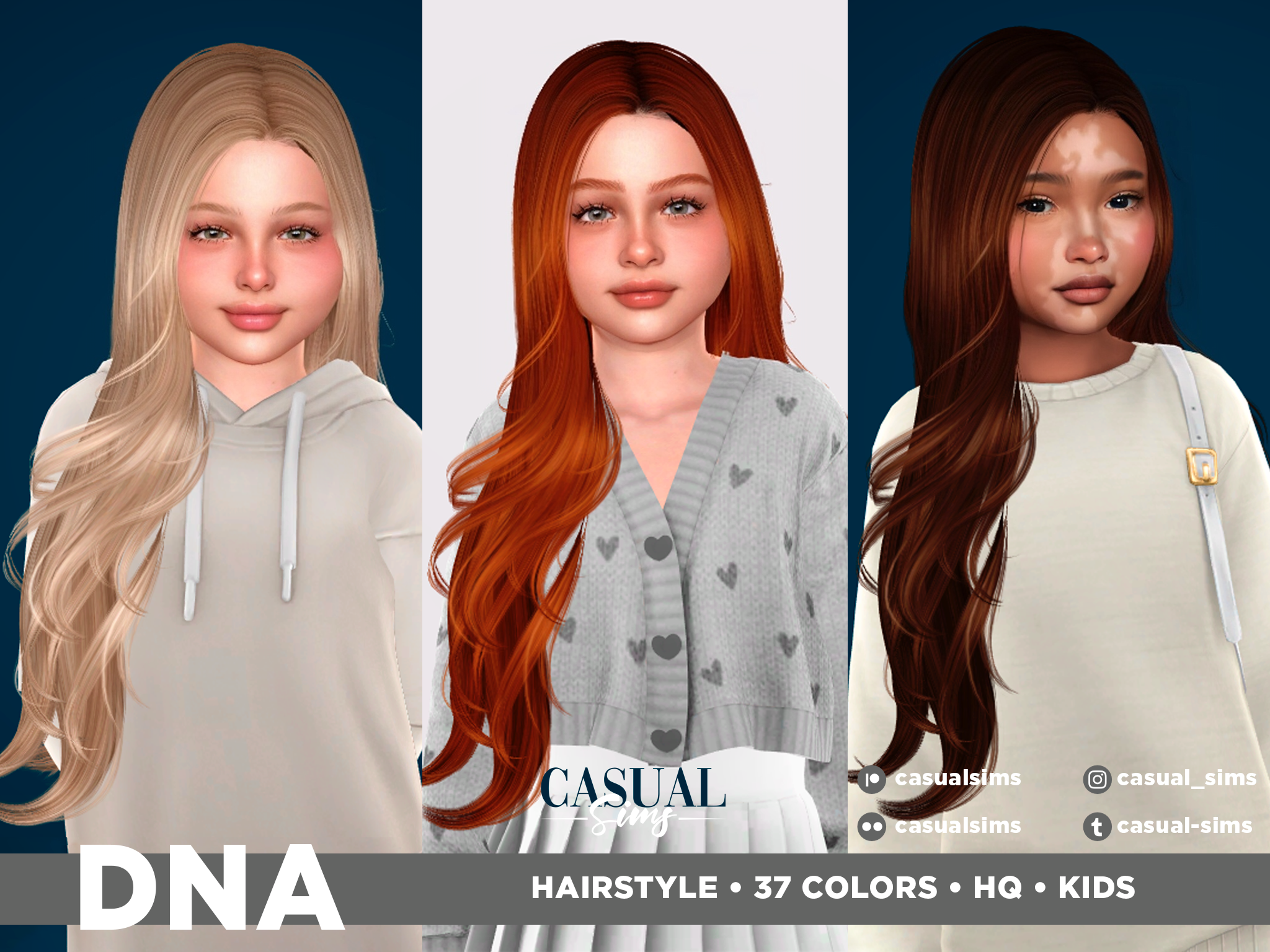 Preview image 1 for DNA Hairstyle LEFT (No Bangs) - KIDS by SONYASIMS.