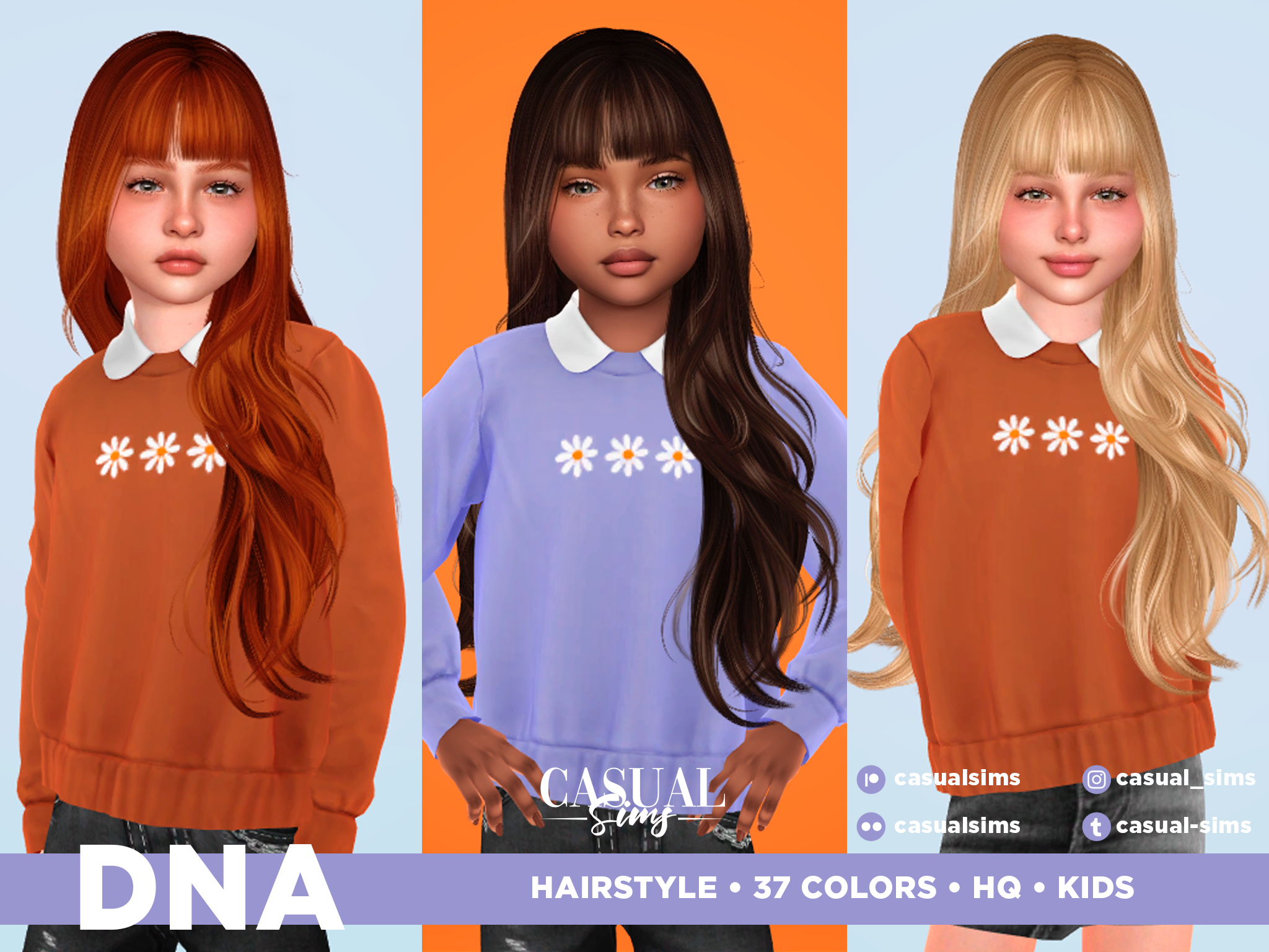 Preview image 1 for DNA Hairstyle RIGHT (With Bangs) - KIDS by SONYASIMS.