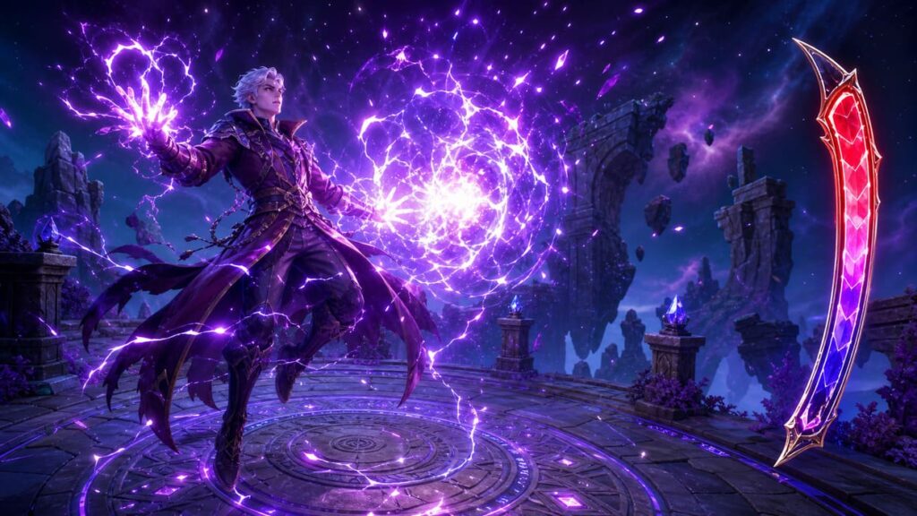 a spellcaster mid-cast with the charge meter visibly in