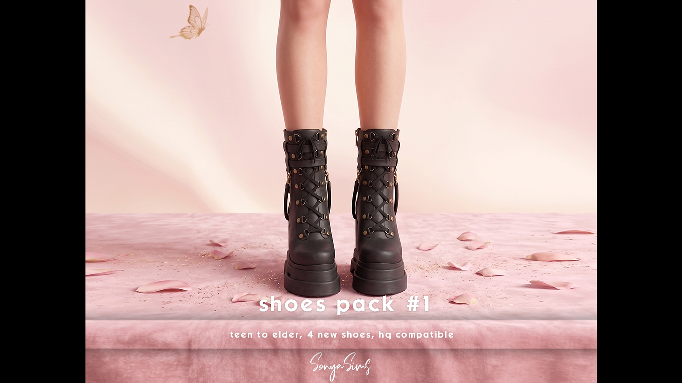 Preview image 1 for Badass Black Platform Boots (Siren) - Shoes Pack #1 by SONYASIMS.
