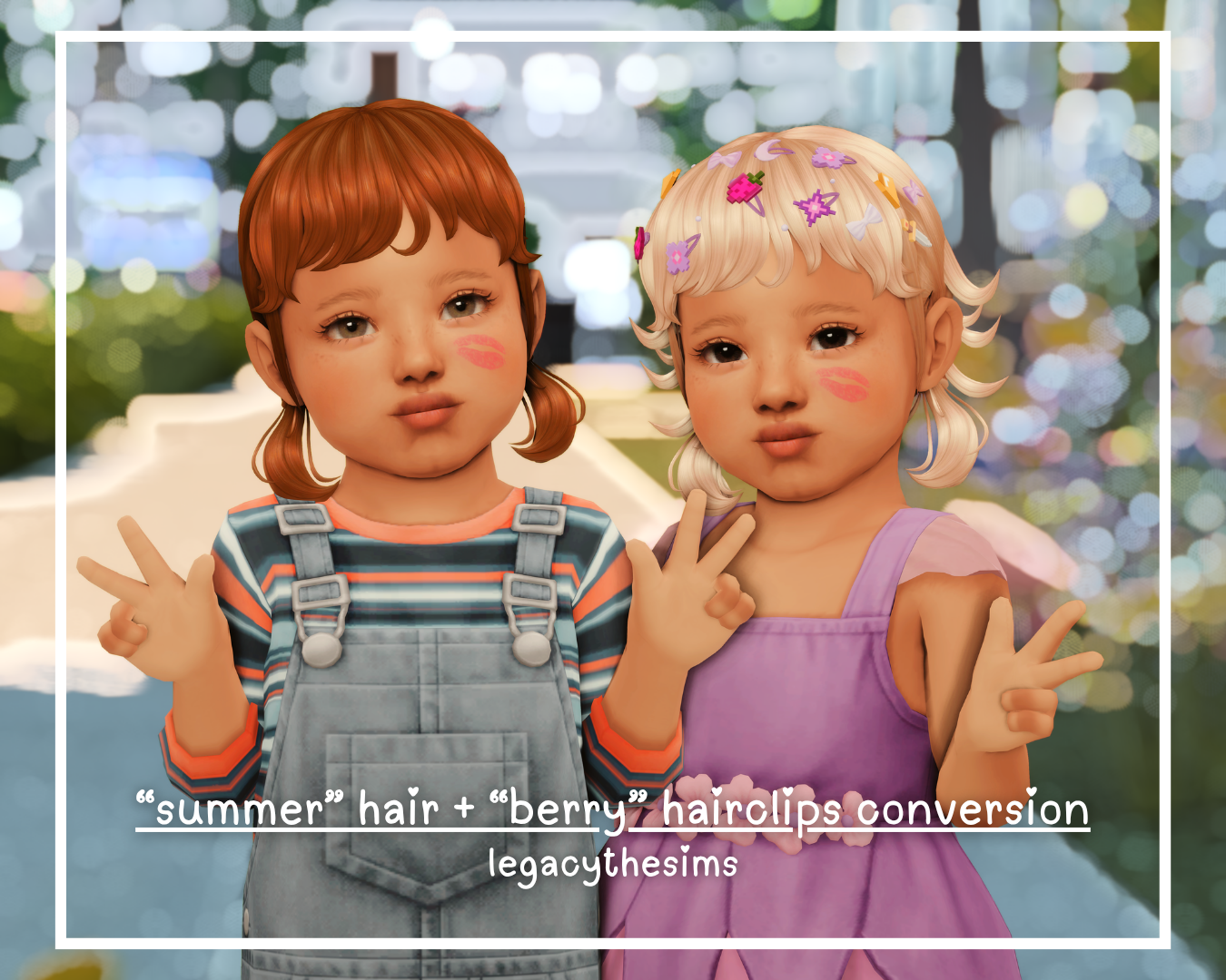 Preview image 1 for Wotunciba "Summer" Hair + AH00B "Berry" Hairclips Toddler Conversion by LEGACYTHESIMS.