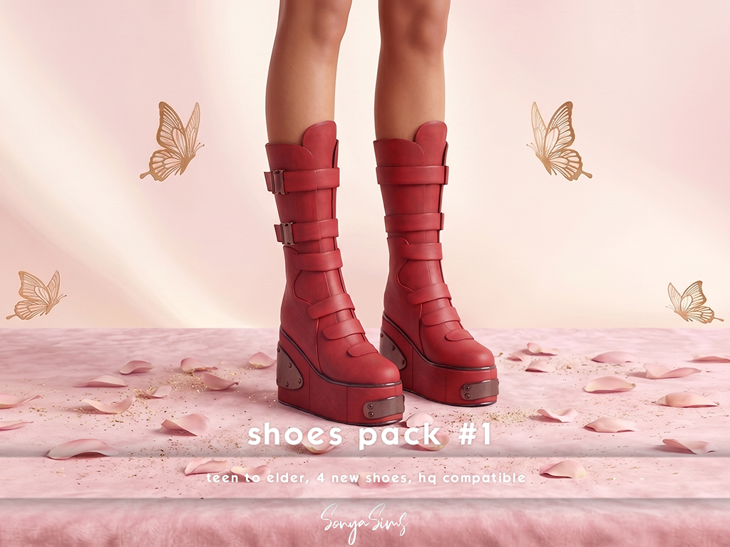 Preview image 1 for Fierce Red Goth Wedges (Haruka) - Shoes Pack #1 by SONYASIMS.