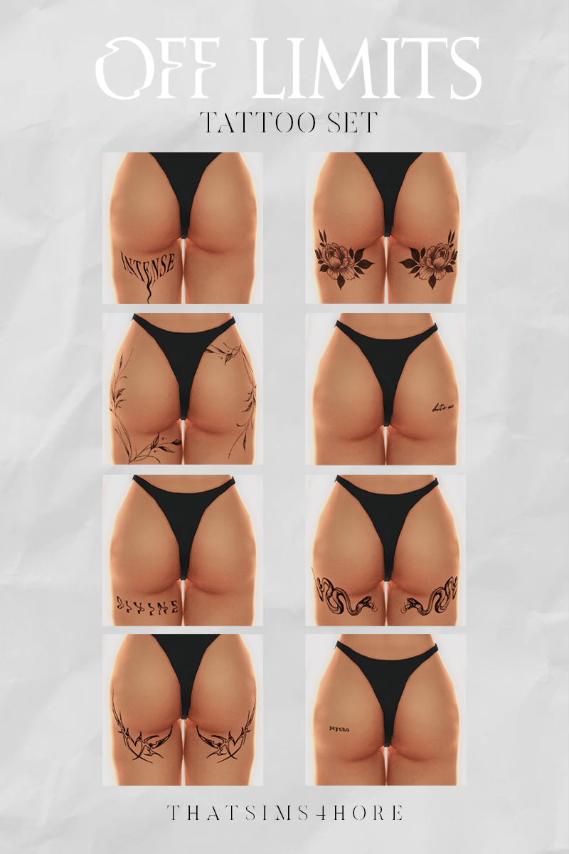 Preview image 1 for OFF LIMITS tattoo set by THATSIMS4HORE.
