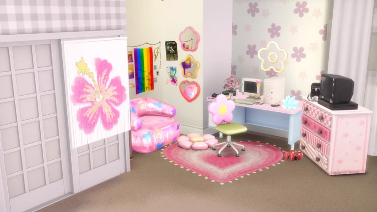 The Sims 4 Y2K Gamer Maker Pack room preview from Electronic Arts.