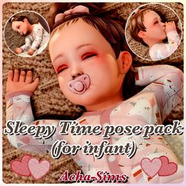 Sims 4 infant CC Acha Sleepy Time pose pack (for infant) by Acha_sims