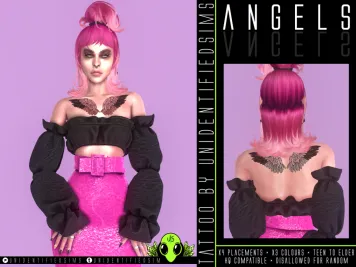 Sims 4 knee tattoo CC Angels Tattoo by UNIDENTIFIEDSIMS