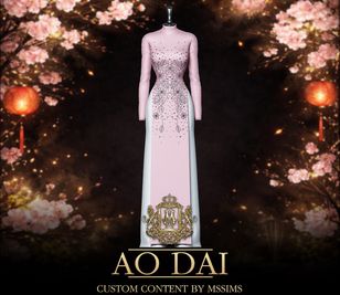 Sims 4 aesthetic clothing CC AO DAI by MSSIMS MARS BERGMAN