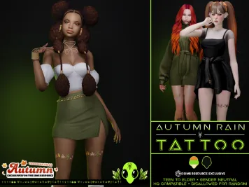 Sims 4 knee tattoo CC Autumn Rain Tattoo by UNIDENTIFIEDSIMS
