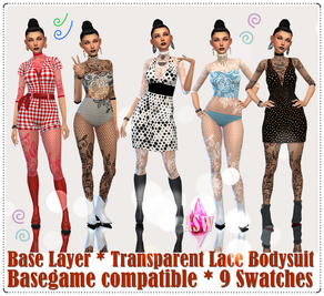 Sims 4 aesthetic clothing CC Base Layer * Transparent Lace Bodysuit by ASW