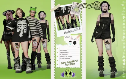 Sims 4 knee tattoo CC Boo Babe V1 Tattoo by UNIDENTIFIEDSIMS