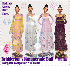 Sims 4 aesthetic clothing CC Bridgerton's Masquerade Ball * Outfit by ASW