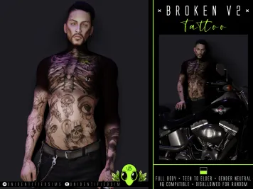 Sims 4 knee tattoo CC Broken V2 Tattoo by UNIDENTIFIEDSIMS