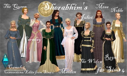 Sims 4 infant CC Eleven dresses inspired/edited from Sherabhim's dresses for Sims 2 - for Sims 4 by Medieval Sim Tailor & Carpenter