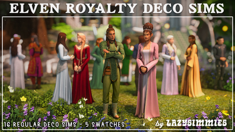Sims 4 royalty CC Elven Royalty Deco Sims (Commission) by lazysimmies