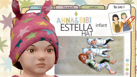 Sims 4 infant CC Estella_hat_INFANT [Anna&Bibi] by Gabriely Cardozo
