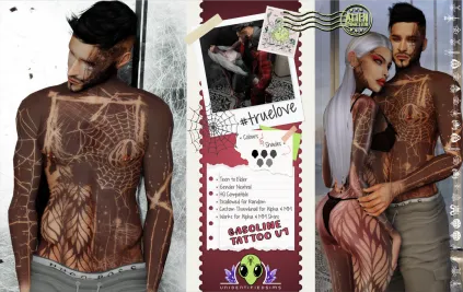 Sims 4 knee tattoo CC Gasoline Tattoo V1 by UNIDENTIFIEDSIMS