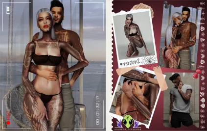 Sims 4 knee tattoo CC Gasoline Tattoo V2 by UNIDENTIFIEDSIMS
