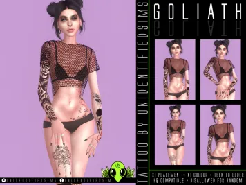 Sims 4 knee tattoo CC Goliath Tattoo by UNIDENTIFIEDSIMS